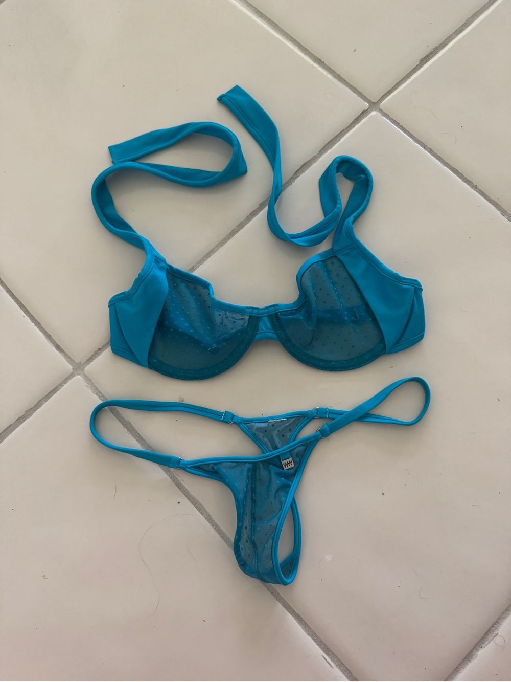 Sheer Teal Bikini Set - Bra & Thong Wicked Weasel